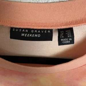 Susan Graver Weekend Tie Dye Sweatshirt Top XXS Peach Orange Long Sleeve Zip Poc – photo 2