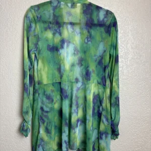 Susan Graver XS Green Purple Tie Dye Open Front Cardigan Shrug Top – photo 2