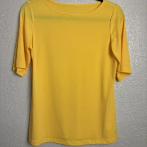 Susan Graver Essentials Women's Yellow Boat Neck Top Blouse Size XS
