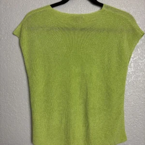 Vince Camuto Women's XS Lime Green Metallic Knit V-Neck Top Blouse – photo 2