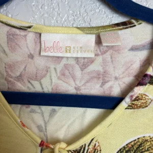 Belle by Kim Gravel Women's Yellow Floral V-Neck Tassel Top Blouse Size XXS – photo 2