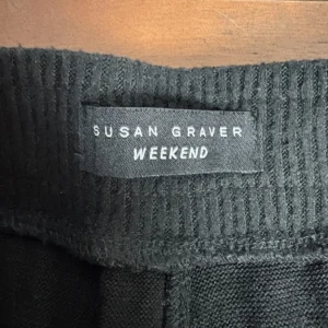 Susan Graver Weekend Black Knit Jogger Pants XS Rayon Blend Drawstring – photo 2