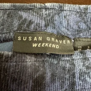 Susan Graver Weekend Blue Paisley Corduroy Pants Women's Size S – photo 2