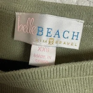 Belle Beach Ombre Gradient Long Sleeve Knit Top Sage Green Pink XXS – photo 2
