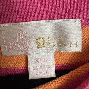 Belle Kim Gravel Women's XXS Pink Orange Striped 3/4 Sleeve Knit Top Shirt – photo 2