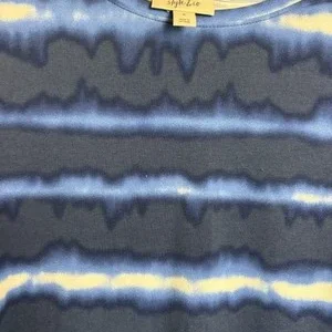 Style & Co Blue and White Tie Dye Long Sleeve Shirt Top Women's Size S – photo 2