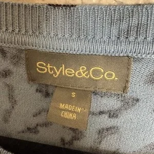 Style & Co. Blue Leopard Print Knit Sweater Long Sleeve Crew Neck Size S – photo 2