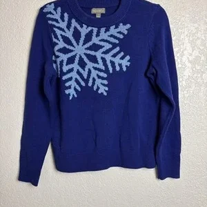 Style & Co. Blue Snowflake Sweater Women's Size S Knit Pullover