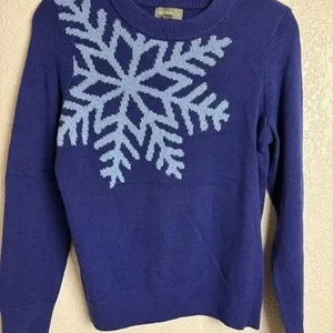 Style & Co. Blue Snowflake Sweater Women's Size S Cotton Blend Knit