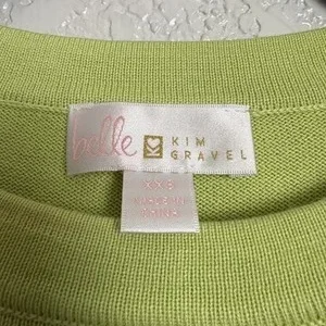 Belle Kim Gravel Lime Green Star Sweater XXS Long Sleeve Knit Top – photo 2