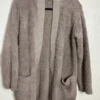 Barefoot Dreams CozyChic Knit Open Front Cardigan Sweater Taupe Grey Size S