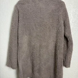 Barefoot Dreams CozyChic Knit Open Front Cardigan Sweater Taupe Grey Size S – photo 4