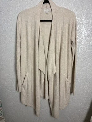 Barefoot Dreams Cozychic Lite Open Front Cardigan Sweater Beige S/M Style 903