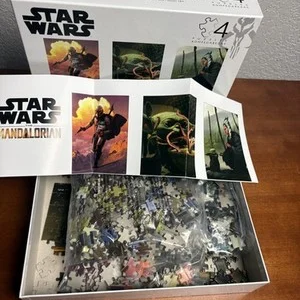Star Wars The Mandalorian 4-Puzzle Set Buffalo Games Grogu Din Djarin – photo 2