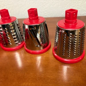 NutriSlicer Vegetable & Fruit Slicer Rotary Cheese Grater Red 3 Blades & Manual – photo 3