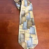 J. Garcia Silk Tie Robot Neurosis Collection 41 Abstract Gold Tan Gray Flawed