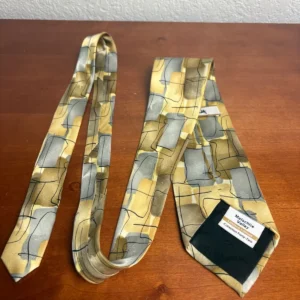 J. Garcia Silk Tie Robot Neurosis Collection 41 Abstract Gold Tan Gray Flawed – photo 10