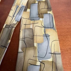 J. Garcia Silk Tie Robot Neurosis Collection 41 Abstract Gold Tan Gray Flawed – photo 6