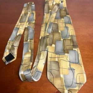 J. Garcia Silk Tie Robot Neurosis Collection 41 Abstract Gold Tan Gray Flawed – photo 7