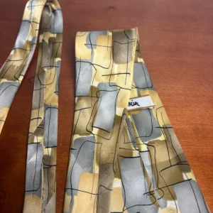 J. Garcia Silk Tie Robot Neurosis Collection 41 Abstract Gold Tan Gray Flawed – photo 9