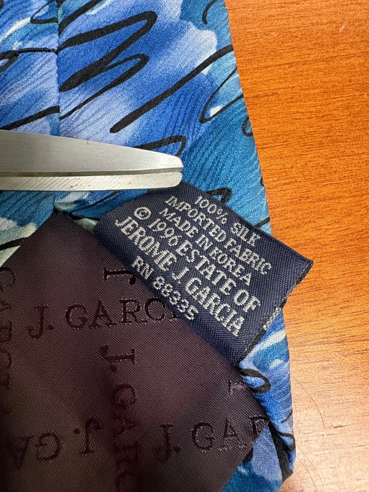 J. Garcia Silk Tie 1996 Estate of Jerome J Garcia Vintage Abstract Blue Wave – photo 10