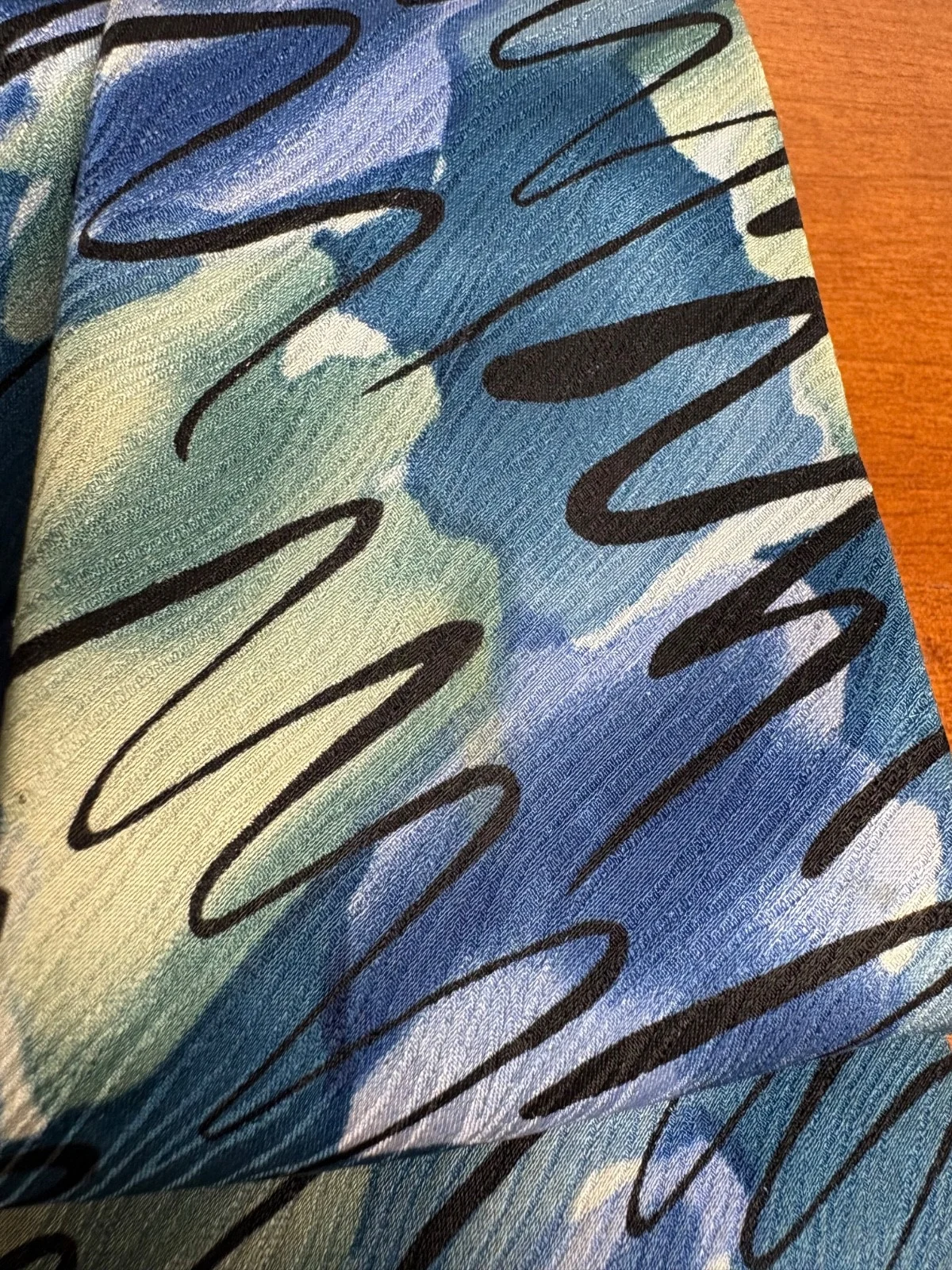 J. Garcia Silk Tie 1996 Estate of Jerome J Garcia Vintage Abstract Blue Wave – photo 3