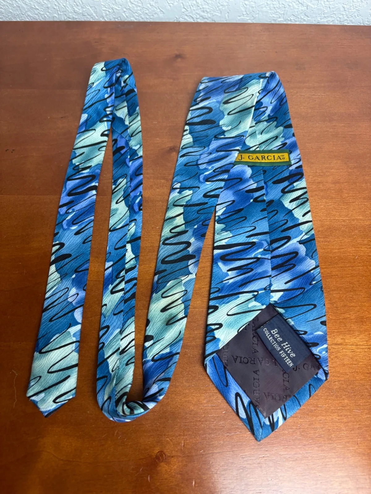 J. Garcia Silk Tie 1996 Estate of Jerome J Garcia Vintage Abstract Blue Wave – photo 9