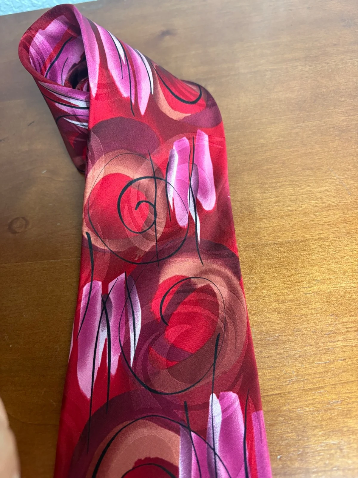 J. Garcia South of the Border Collection 38 Silk Tie Abstract Red Pink Swirl – photo 3