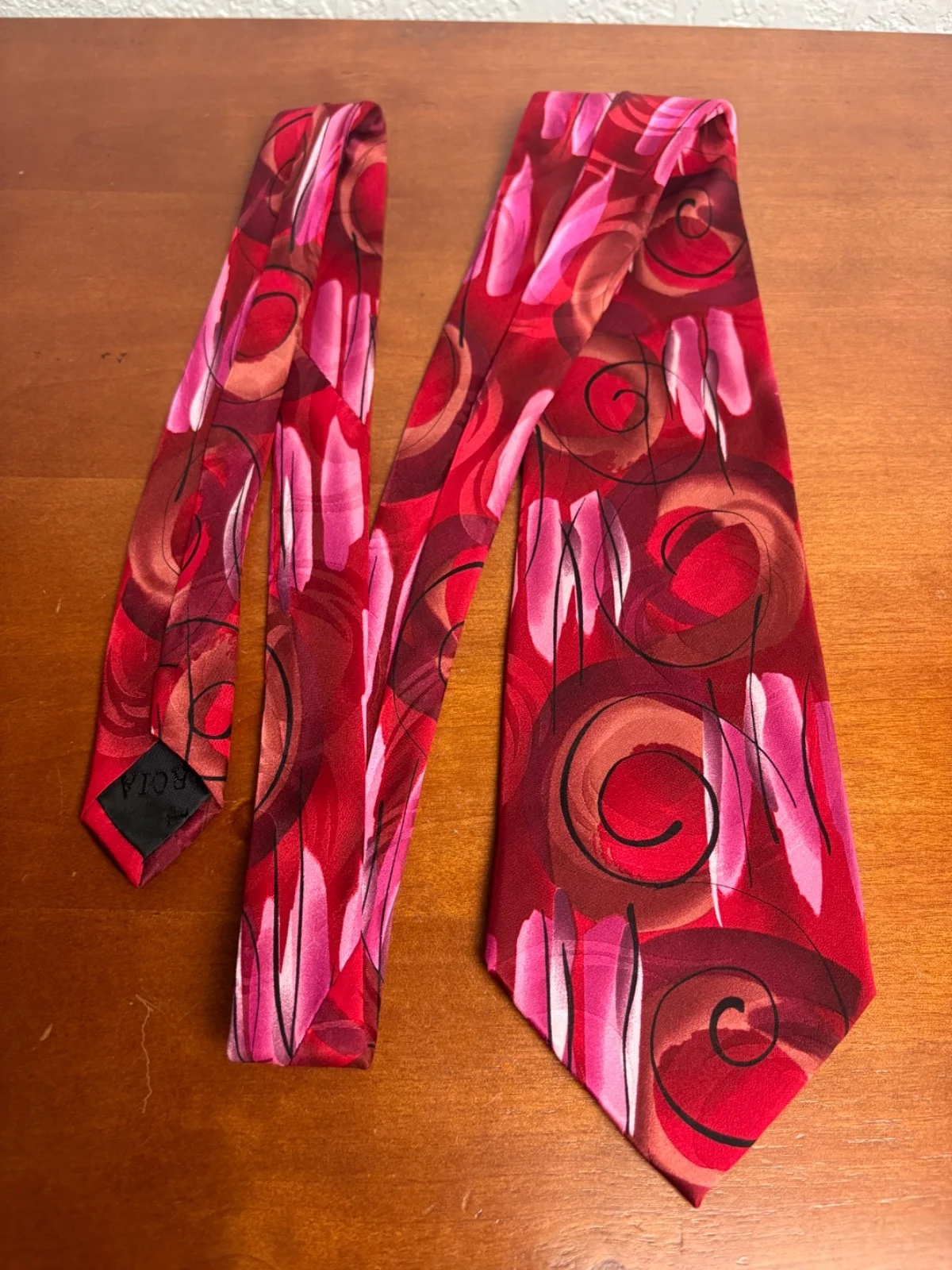 J. Garcia South of the Border Collection 38 Silk Tie Abstract Red Pink Swirl – photo 4