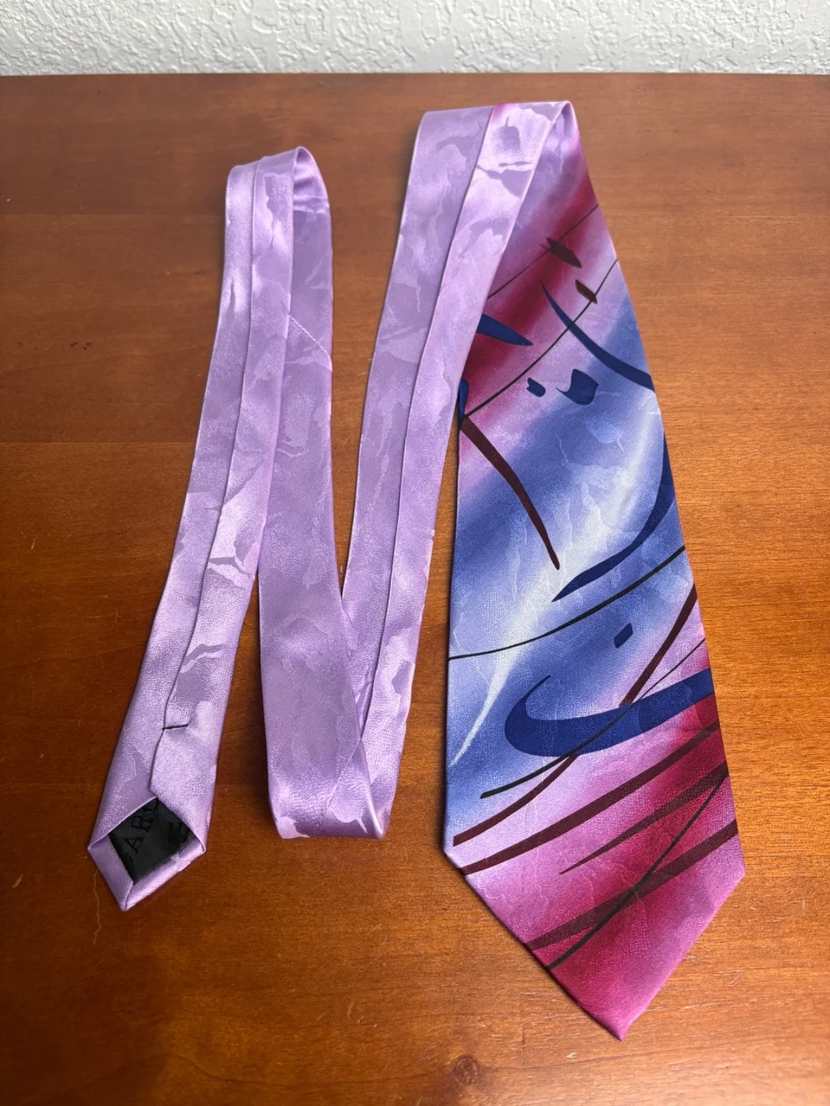 J. Garcia Hieroglyphics Collection 40 Silk Tie Abstract Purple Pink Blue 2005 – photo 3