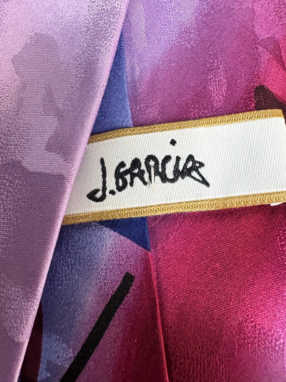 J. Garcia Hieroglyphics Collection 40 Silk Tie Abstract Purple Pink Blue 2005 – photo 6