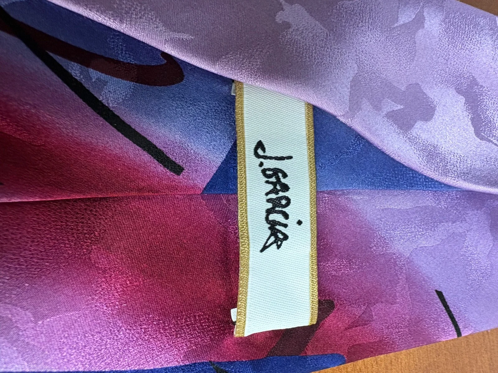 J. Garcia Hieroglyphics Collection 40 Silk Tie Abstract Purple Pink Blue 2005 – photo 7