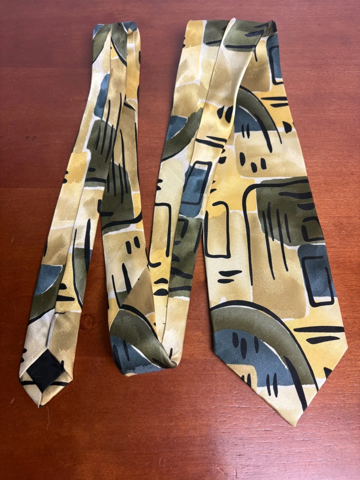 J. Garcia Robot Neurosis Collection 41 Silk Tie Vintage Abstract Yellow Green – photo 3