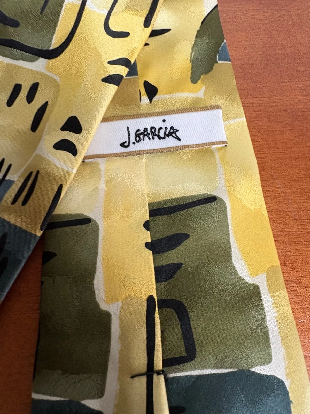 J. Garcia Robot Neurosis Collection 41 Silk Tie Vintage Abstract Yellow Green – photo 6
