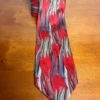 J. Garcia Red Meadow Collection 37 Silk Tie Abstract Red Silver Black 2004