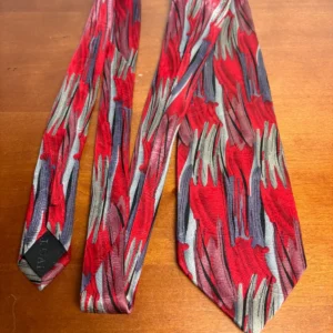 J. Garcia Red Meadow Collection 37 Silk Tie Abstract Red Silver Black 2004 – photo 3