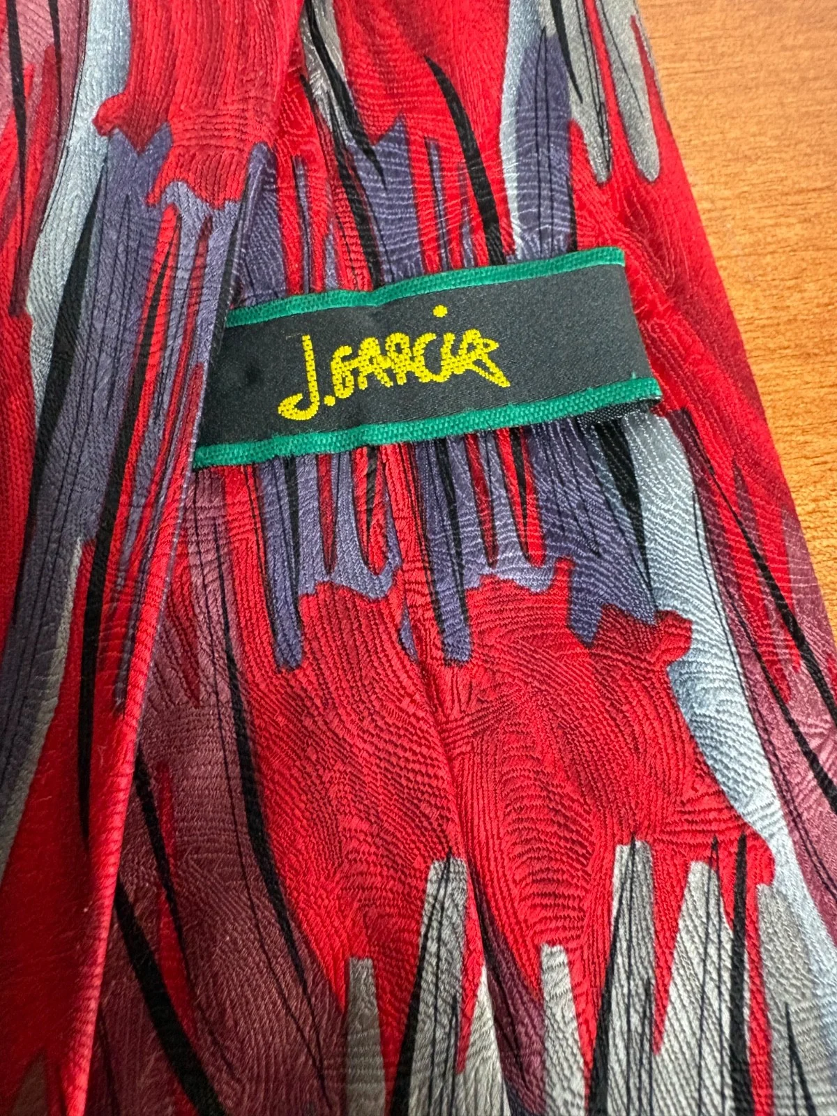 J. Garcia Red Meadow Collection 37 Silk Tie Abstract Red Silver Black 2004 – photo 6