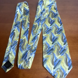 J. Garcia Red Meadow Collection 41 Silk Tie Abstract Yellow Blue Geometric 2005 – photo 3