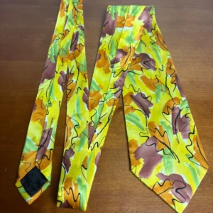 J. Garcia California Mission Collection 38 Silk Tie Vintage Leaf Pattern Yellow – photo 3