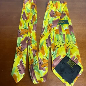 J. Garcia California Mission Collection 38 Silk Tie Vintage Leaf Pattern Yellow – photo 4