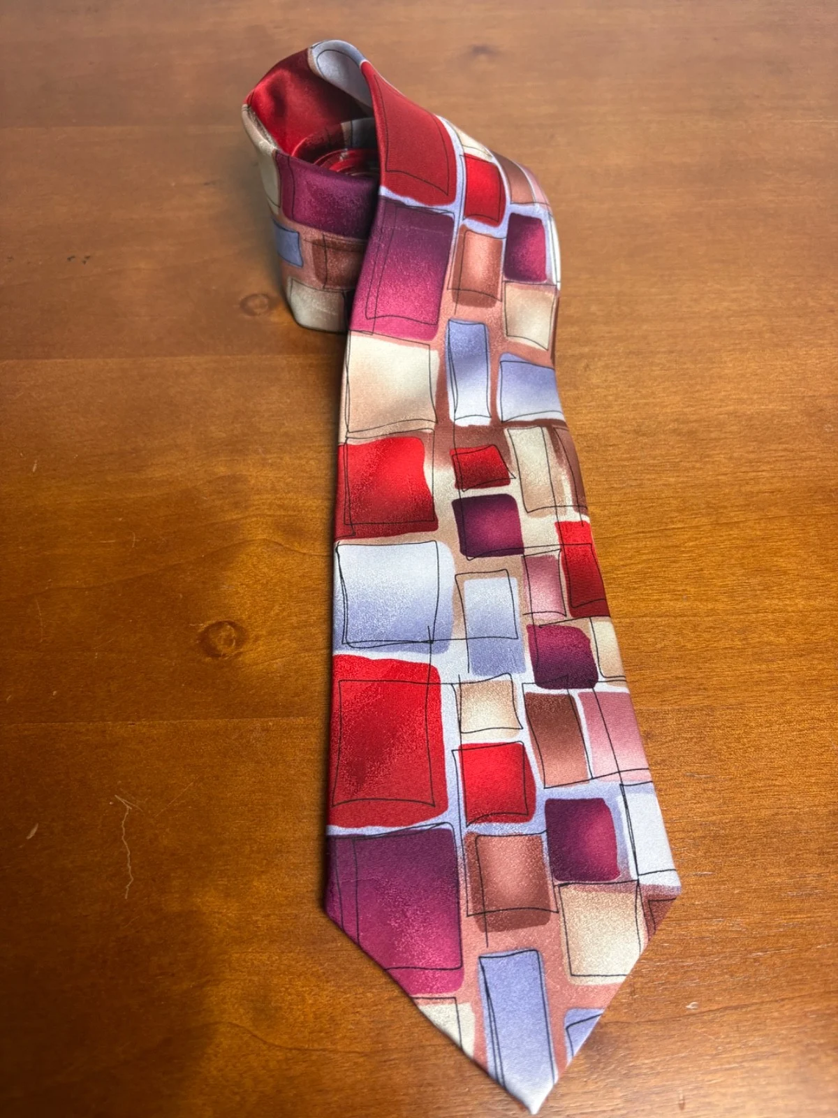 J. Garcia Big Radio & Lamp Collection 53 Silk Tie Geometric Abstract Red Blue – photo 2