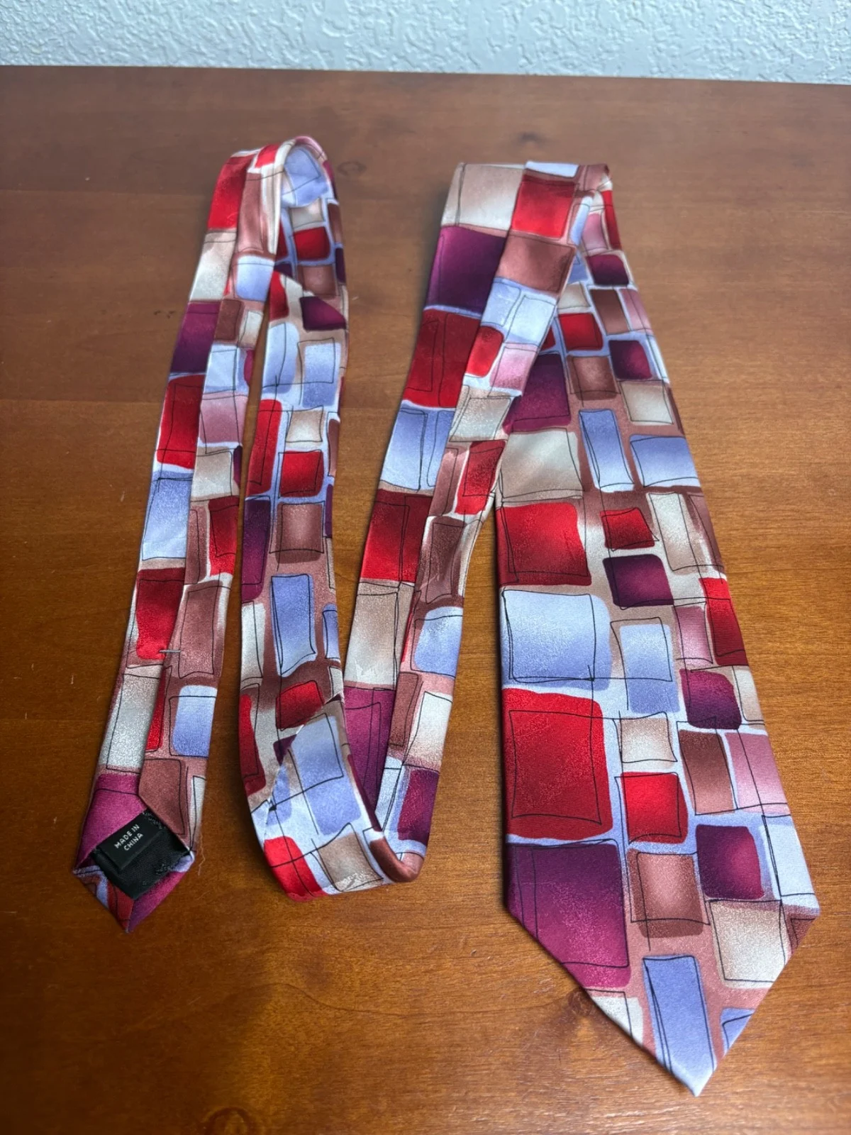 J. Garcia Big Radio & Lamp Collection 53 Silk Tie Geometric Abstract Red Blue – photo 4