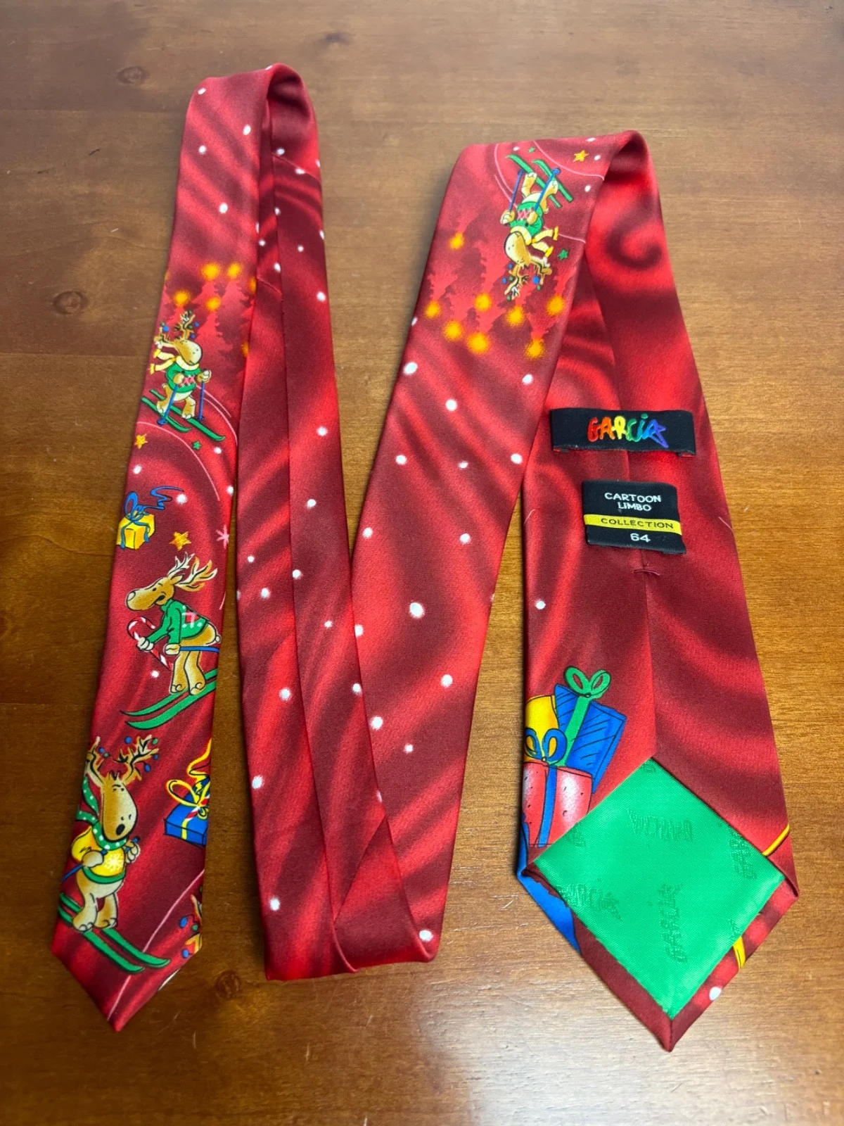 J. Garcia Cartoon Limbo Collection 64 Christmas Tie Sking Santa Reindeer Red – photo 5