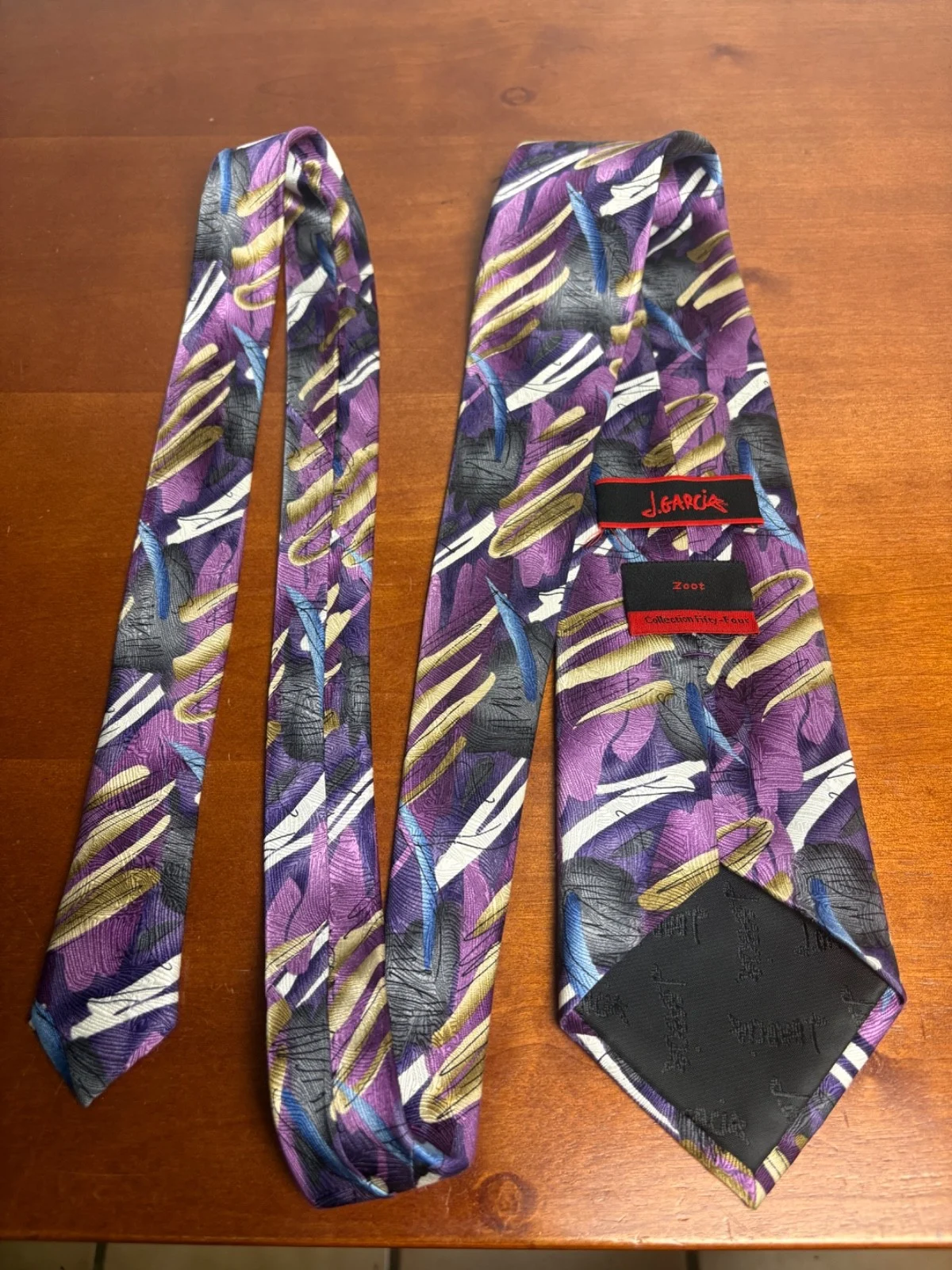 J. Garcia Silk Necktie "Zoot" Collection Fifty-Four Purple Abstract Art Tie – photo 5