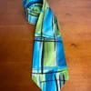 J. Garcia "Space Containers" Silk Necktie Vintage 2004 Abstract Blue Green