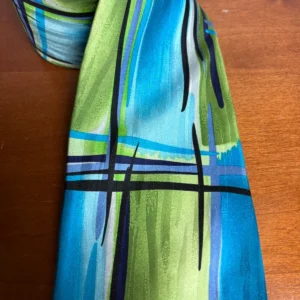 J. Garcia "Space Containers" Silk Necktie Vintage 2004 Abstract Blue Green – photo 3