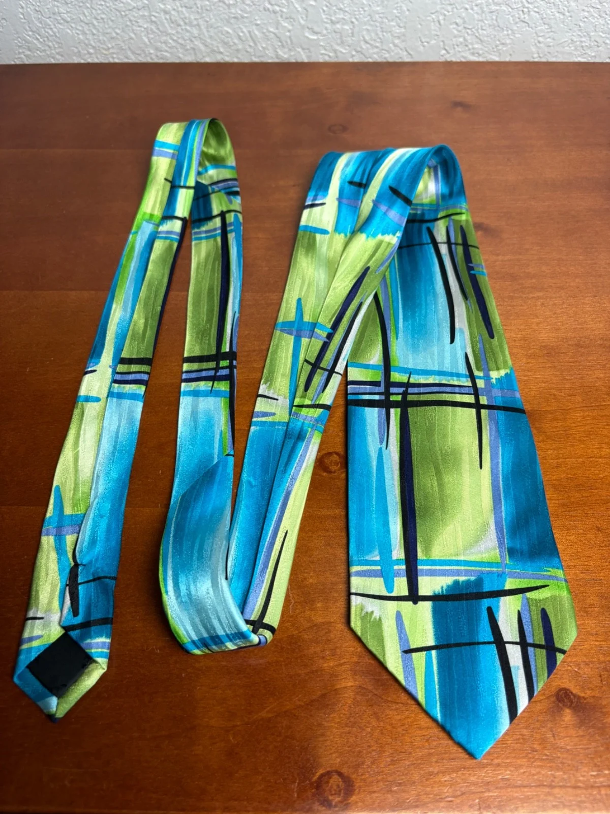 J. Garcia "Space Containers" Silk Necktie Vintage 2004 Abstract Blue Green – photo 4