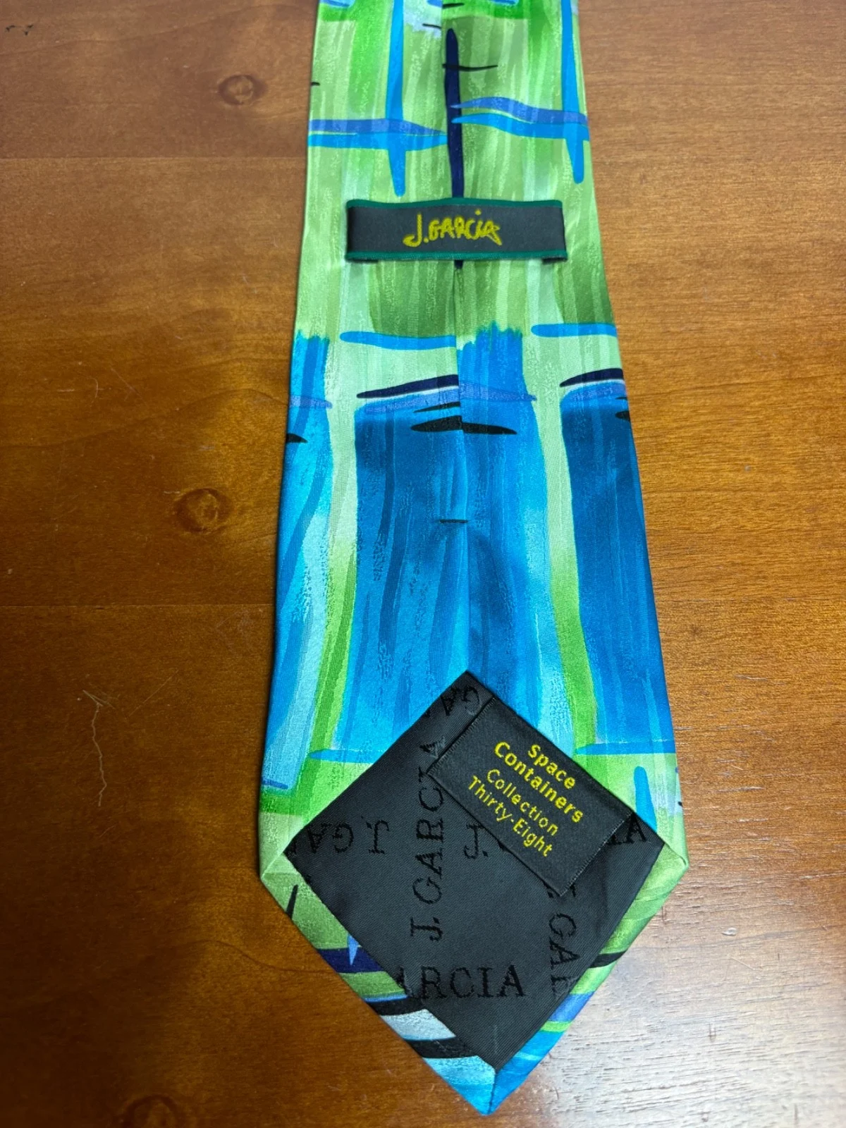 J. Garcia "Space Containers" Silk Necktie Vintage 2004 Abstract Blue Green – photo 6