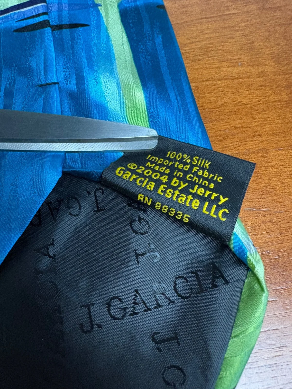 J. Garcia "Space Containers" Silk Necktie Vintage 2004 Abstract Blue Green – photo 7