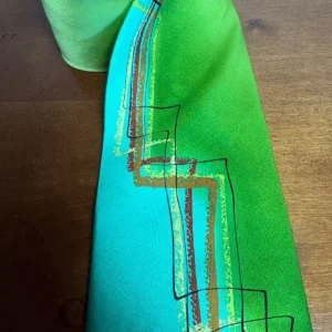 . Garcia "Paris in the Rain" Silk Necktie Vintage 2004 Abstract Green 3.75" – photo 3